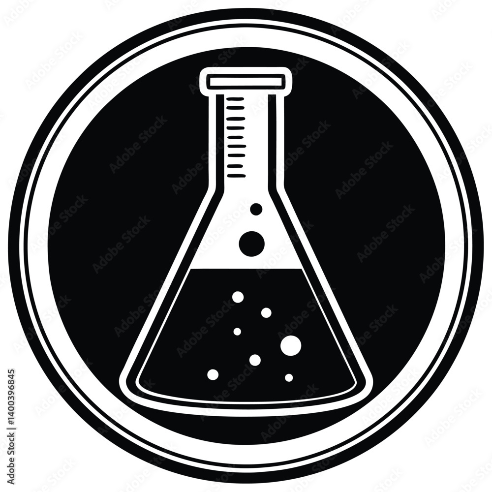 Chemical laboratory glassware shows a flask and test tubes with red liquid and a chemical formula, representing scientific research Chemical laboratory glassware shows a flask and test tubes with red liquid and a chemical formula, representing scientific research