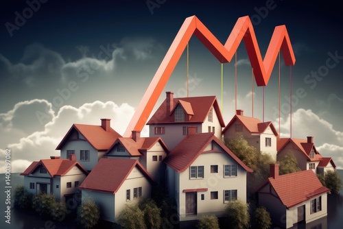 Obraz na płótnie Housing Market Trends: An Uphill Journey w salonie