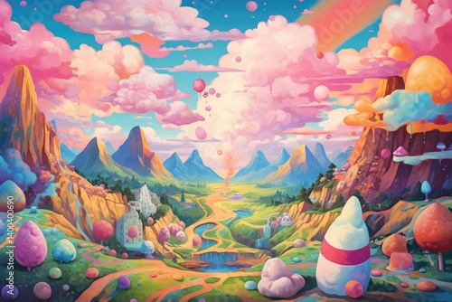 Obraz na płótnie Whimsical Fantasy Landscape w salonie
