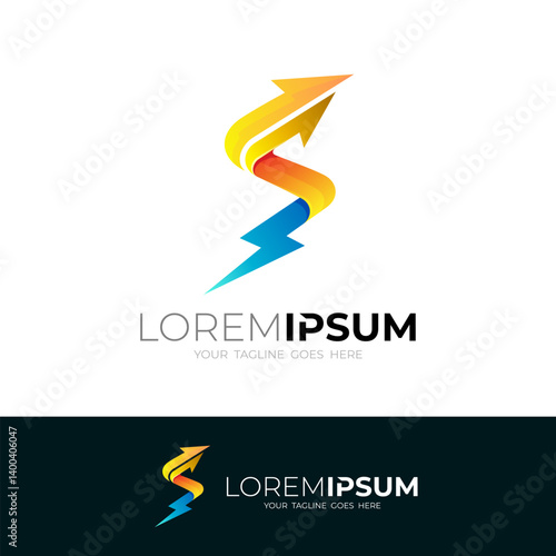 Letter S logo and thunder design combination, power logos