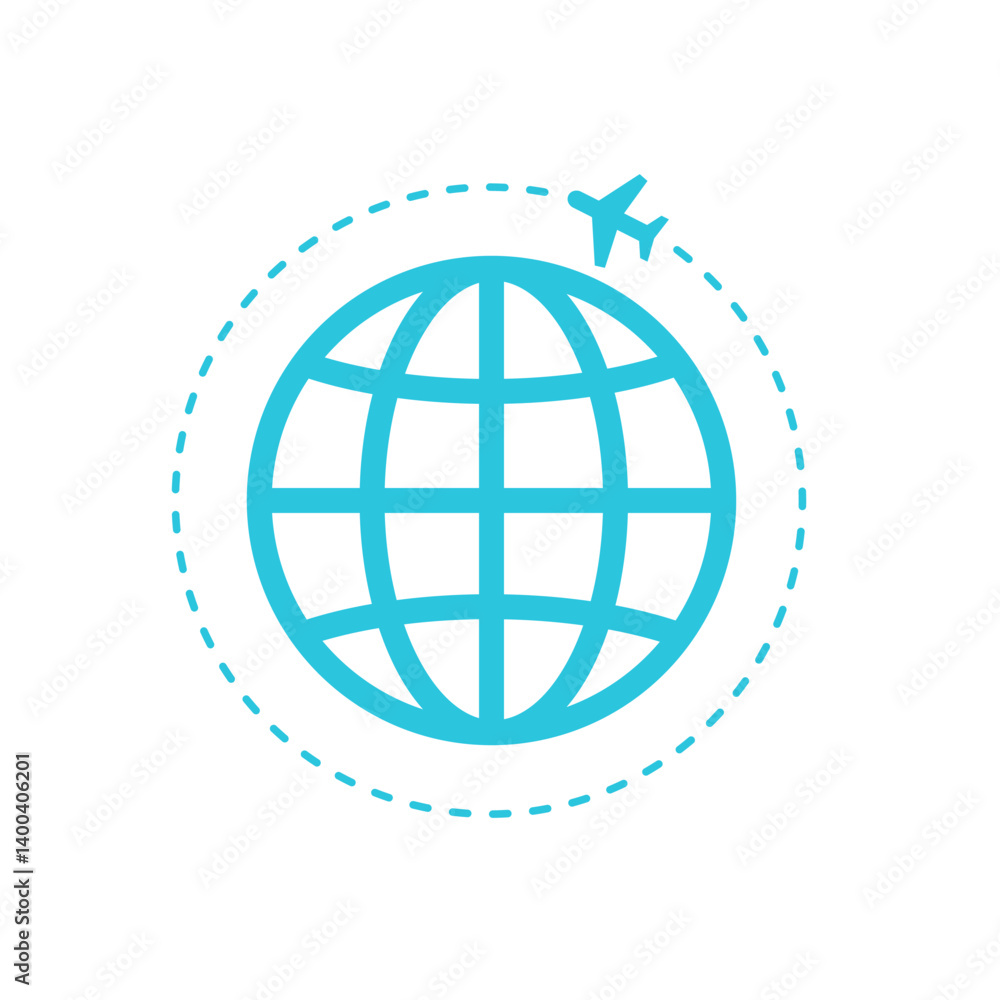 Travel around the World Icon.Isolated on white. From blue icon set. Travel around the World Icon.Isolated on white. From blue icon set.