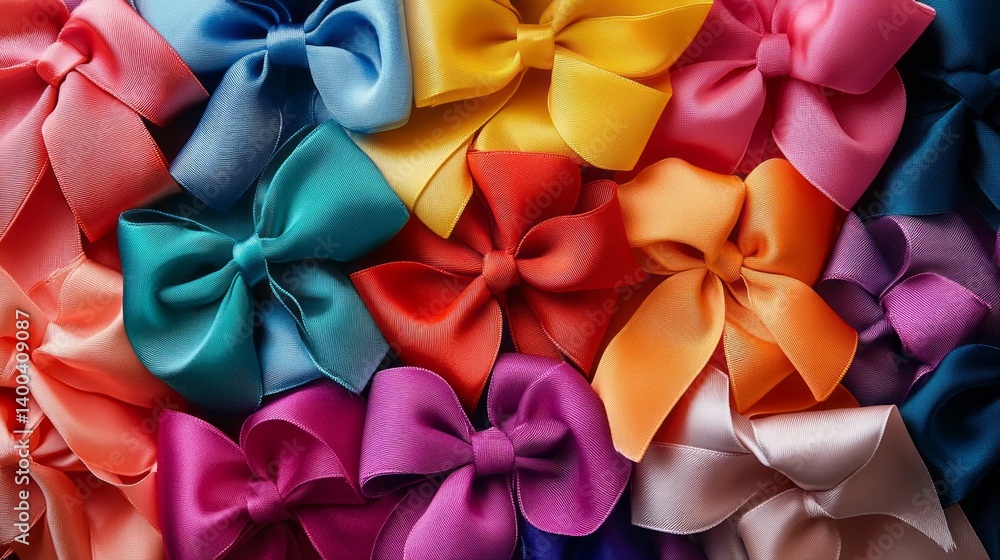 A bunch of colorful ribbons are arranged in a row A bunch of colorful ribbons are arranged in a row