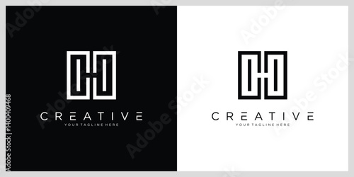 Initial H or HH letter logo design vector template