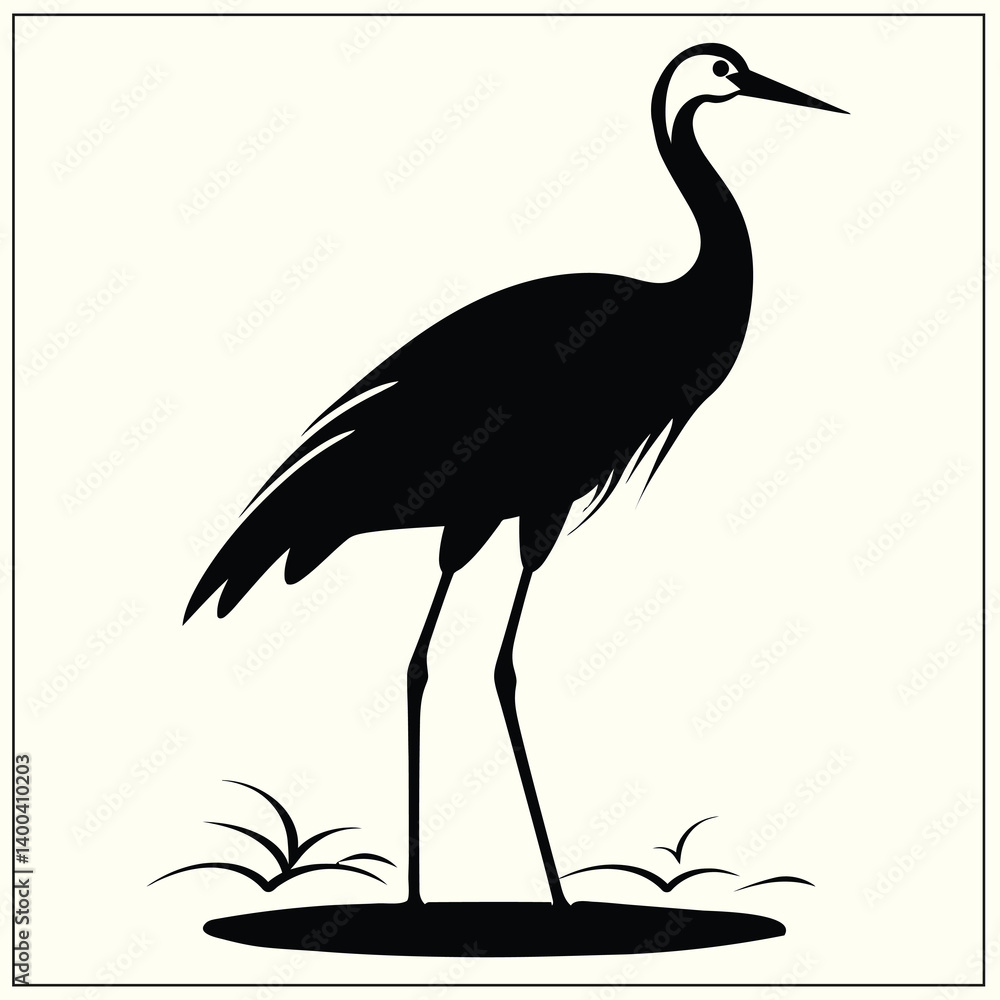 Fototapeta premium Silhouette of a Crane, Flying Bird