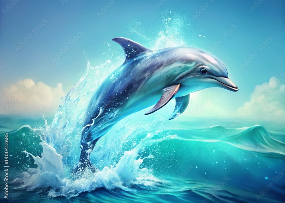 Fototapeta premium Majestic Dolphin Leap: Ocean Wildlife in High Definition