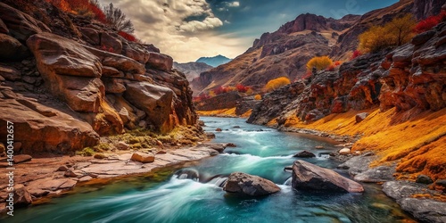 Majestic Drini River Carving Through Rocky Kosovo Landscape - Gjakova Region
