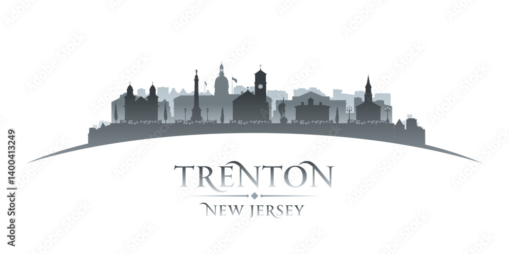 Naklejka premium Trenton New Jersey city skyline vector silhouette