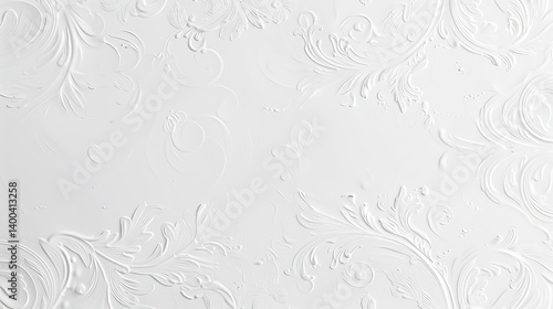 Elegant White Relief Background with Floral Textures and Patterns