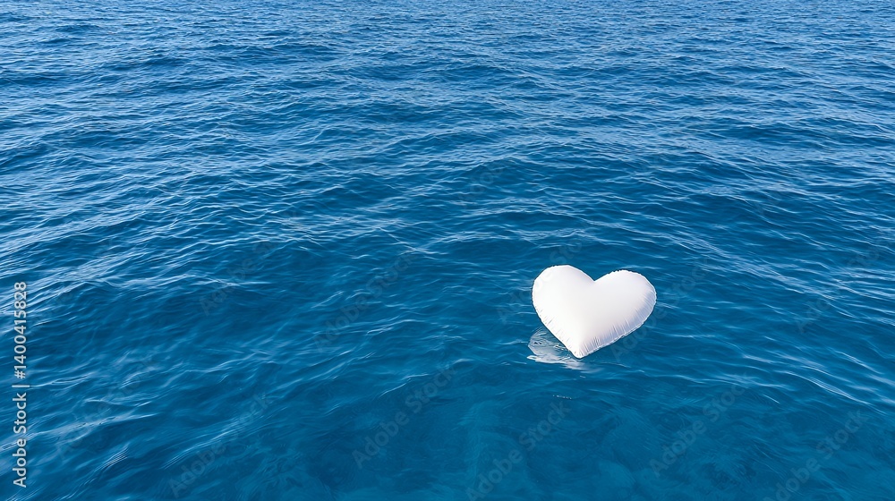 Fototapeta premium White heart in the deep blue ocean