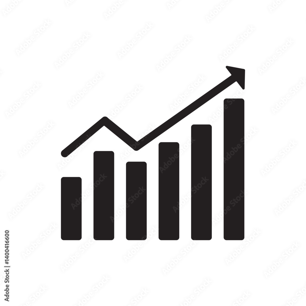 Growth Chart Icon, Business Analytics Symbol Growth Chart Icon, Business Analytics Symbol