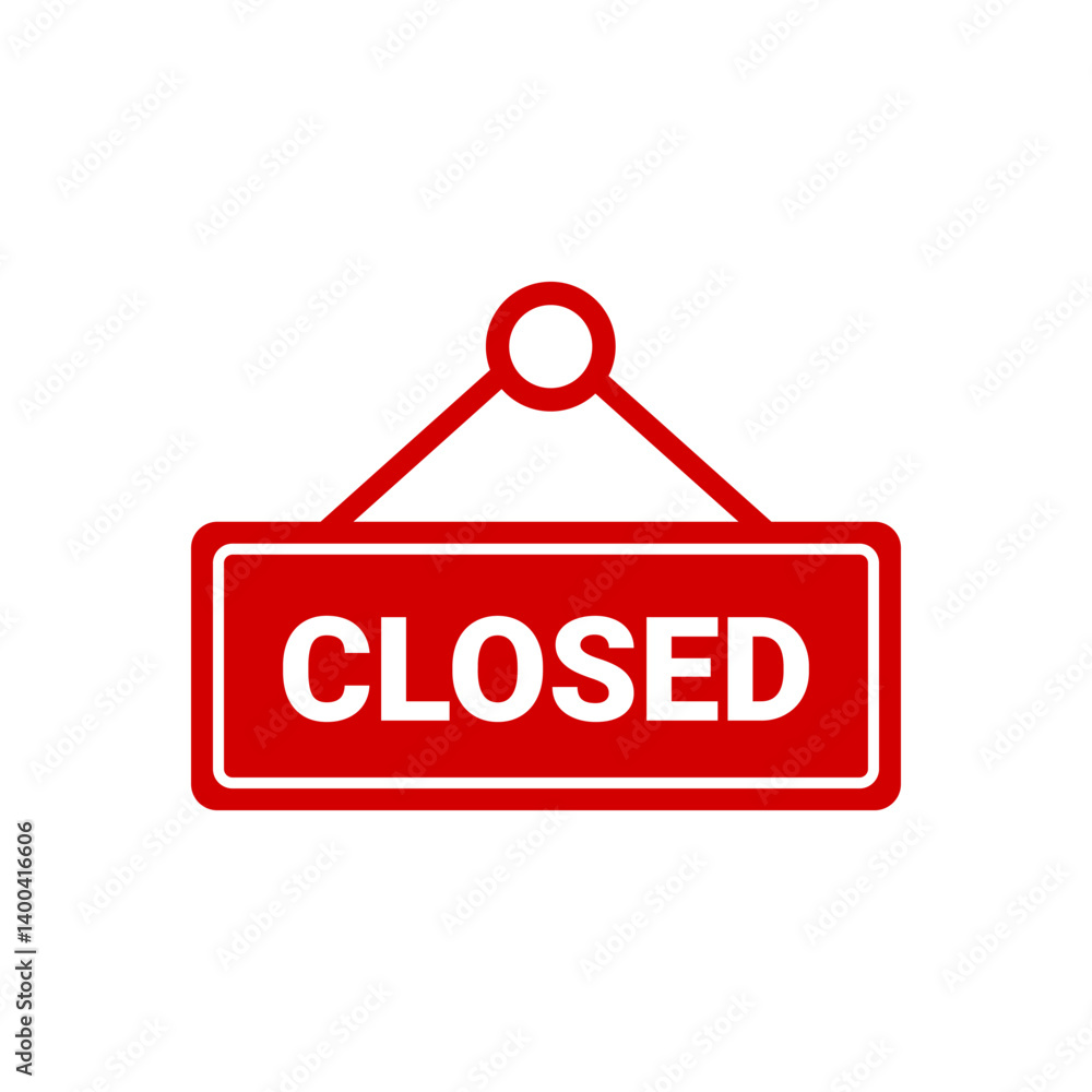 Hanging Closed Sign Symbol, Business Closed Icon Hanging Closed Sign Symbol, Business Closed Icon
