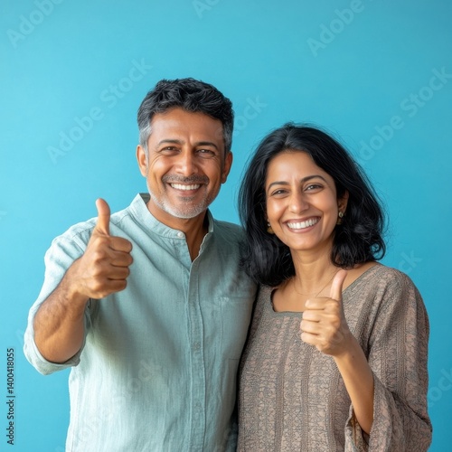 Wallpaper Mural happy middle age couple standing together and showing thumbs up Torontodigital.ca