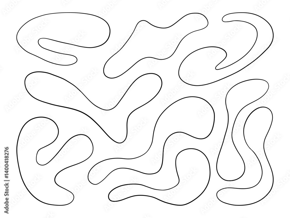 Fluid Abstract Freeform Blob Shape. A collection of 9 abstract fluid blob shapes with soft curves and natural freeform contours ideal for modern design backgrounds and organic compositions Fluid Abstract Freeform Blob Shape. A collection of 9 abstract fluid blob shapes with soft curves and natural freeform contours ideal for modern design backgrounds and organic compositions