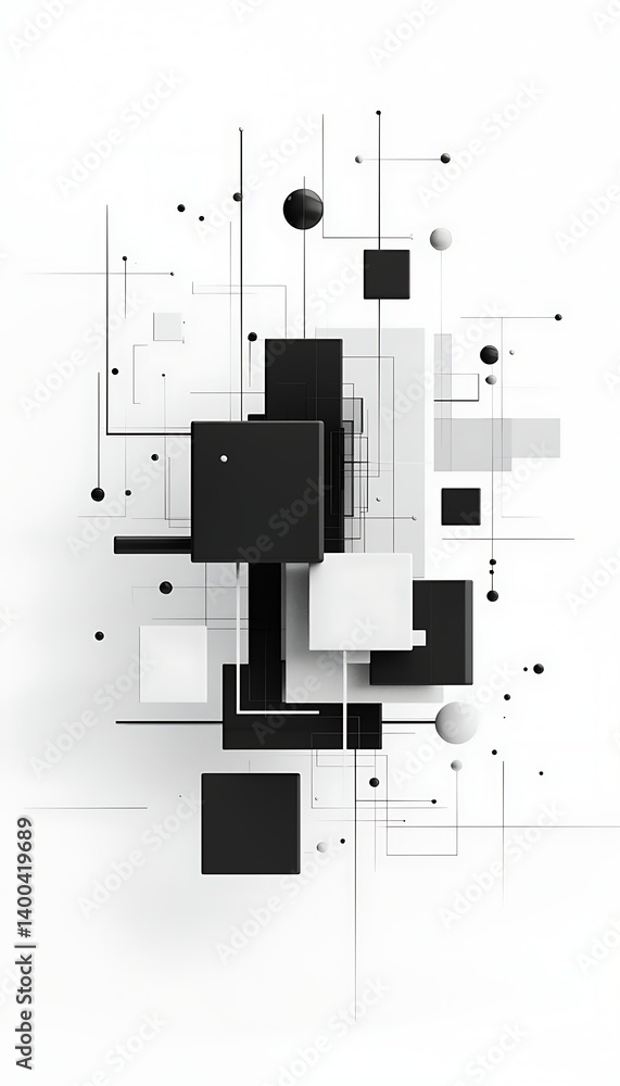 Abstract Black White Geometric Design.