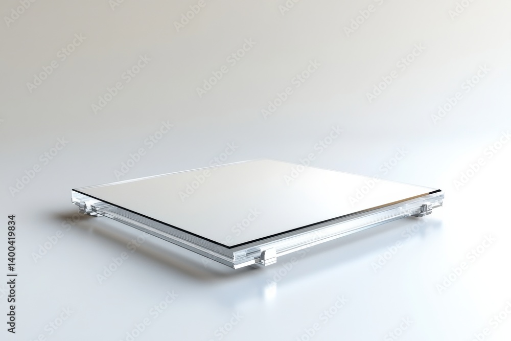 A high-precision solar panel glass sheet, displayed horizontally on a clean white background. A high-precision solar panel glass sheet, displayed horizontally on a clean white background.