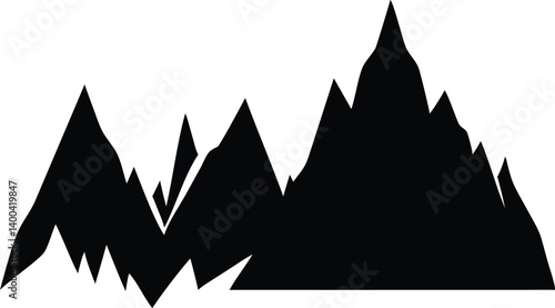 Mountain Range Silhouette Outline Peaks on Transparent Background Isolated Icon