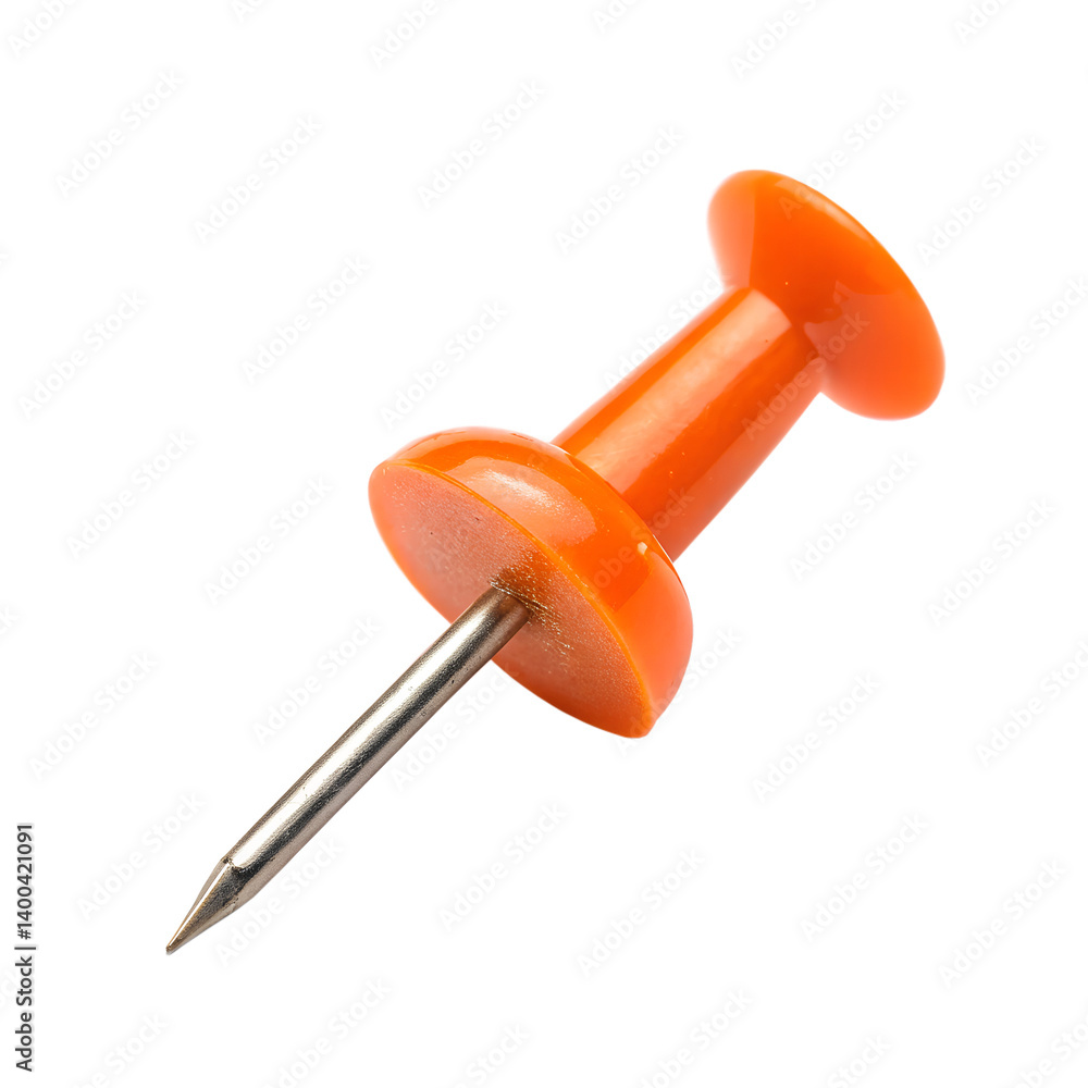 Orange push pin isolated on transparent background Orange push pin isolated on transparent background
