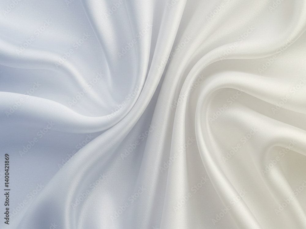 Obraz premium Light gray blue white silk satin. Curtain. Color gradient. Luxury elegant abstract background. Pastel soft dusty matte shimmer. Fold. Drapery. Fabric, cloth texture. Design