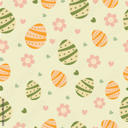 easter eggs  pattern with flower and heart shape.