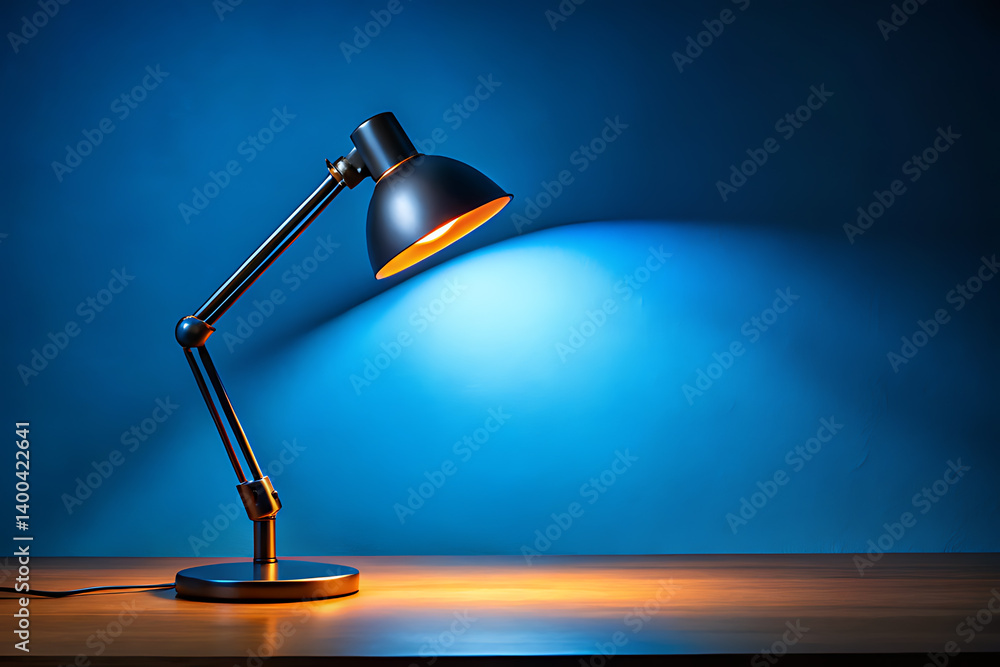 Table Lamp Casting a Bright Light, Illuminating a Desk Against a Light Background Table Lamp Casting a Bright Light, Illuminating a Desk Against a Light Background