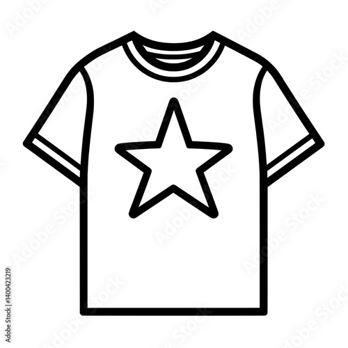 Short-sleeve t-shirt with large centered star design in bold outline for casualwear and youth fashion graphics