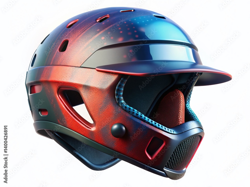 Fototapeta premium Macro Close-up of Youth Baseball Helmet, Isolated on White Background