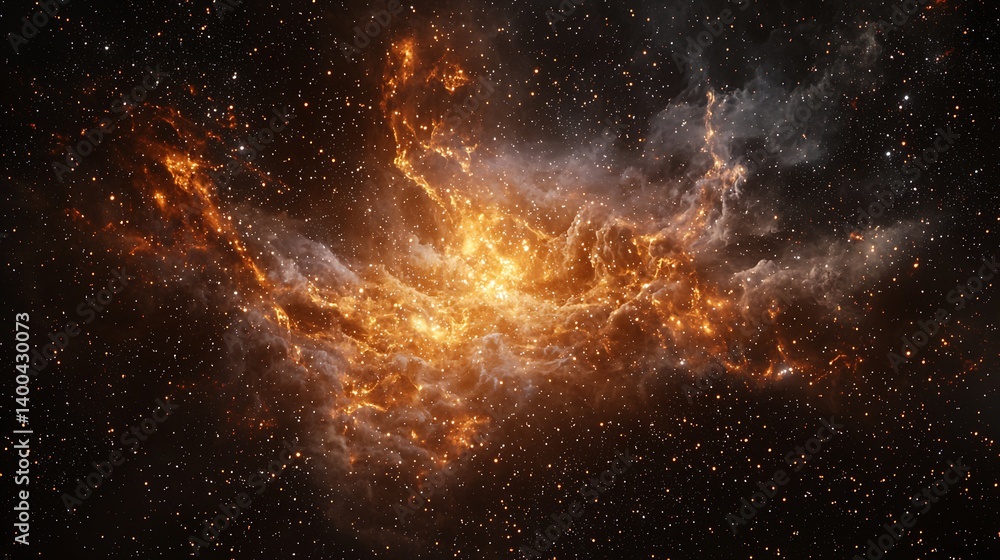 Fototapeta premium Cosmic nebula, vibrant colors, star formation