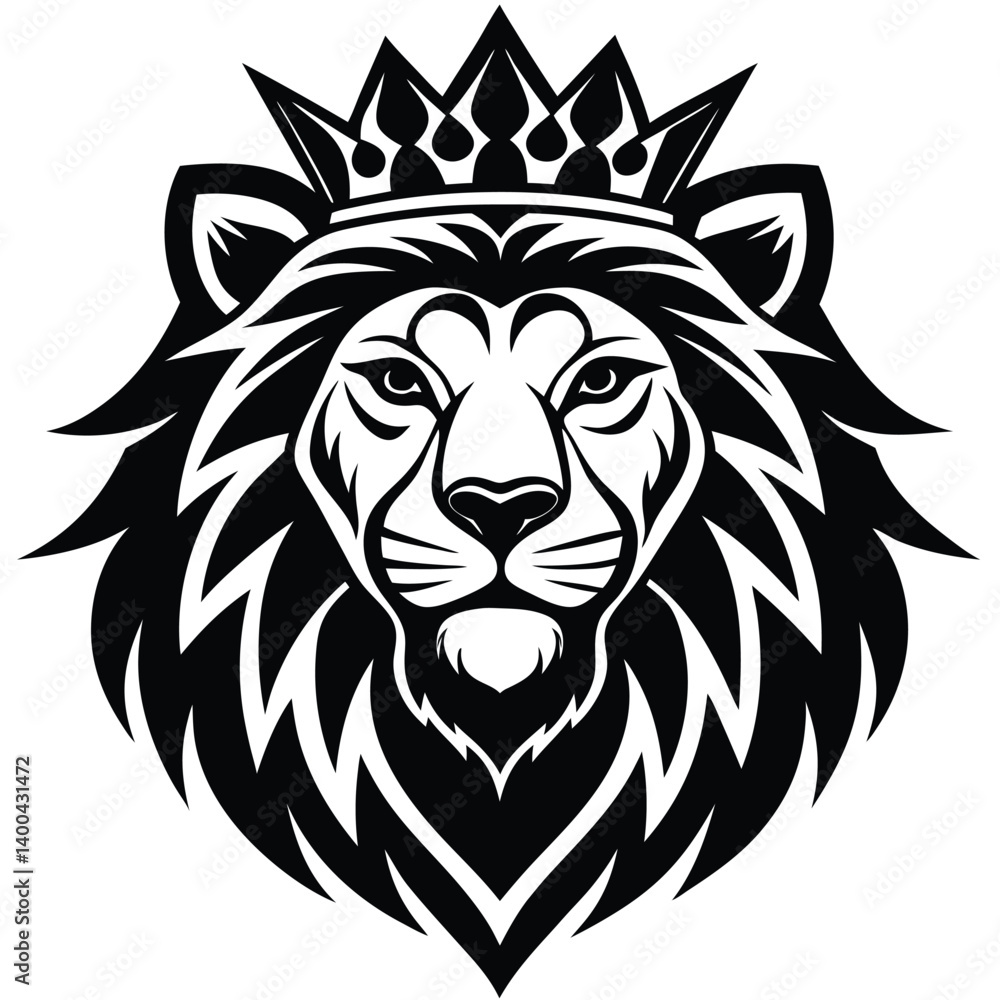 Wild lion head vector art illustration, a powerful animal mascot symbol Wild lion head vector art illustration, a powerful animal mascot symbol