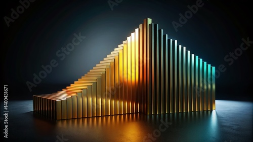 Luxurious Metallic Gradient: Gold, Silver, Bronze Architectural Display