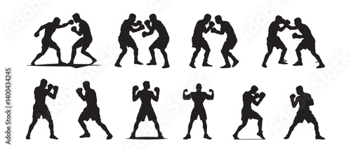 Silhouette of Boxing vector illustration on white background.