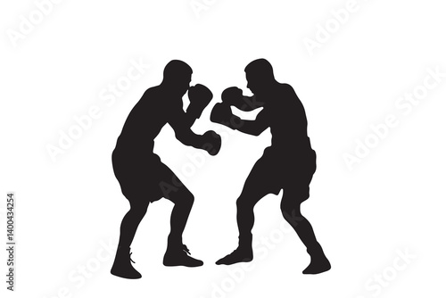 Silhouette of Boxing vector illustration on white background.