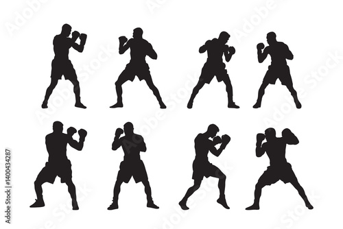 Silhouette of Boxing vector illustration on white background.