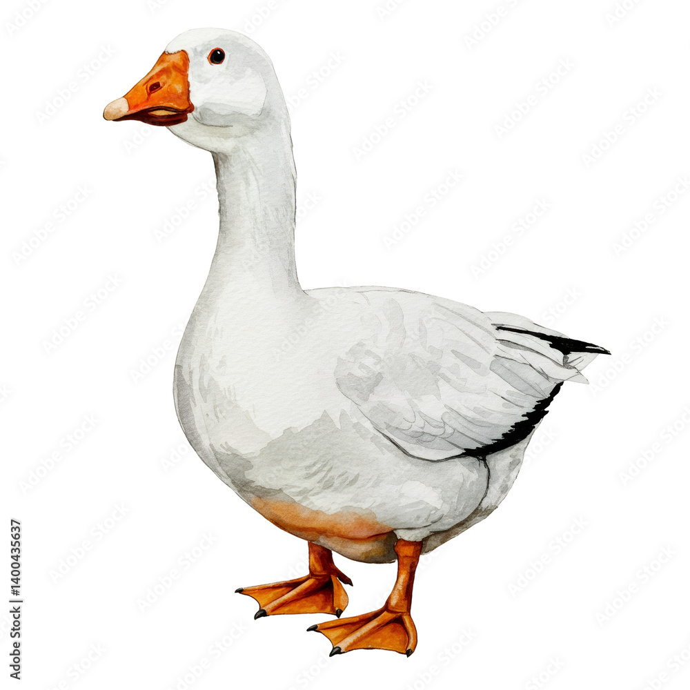 White Goose with Orange Beak on Transparent Background White Goose with Orange Beak on Transparent Background