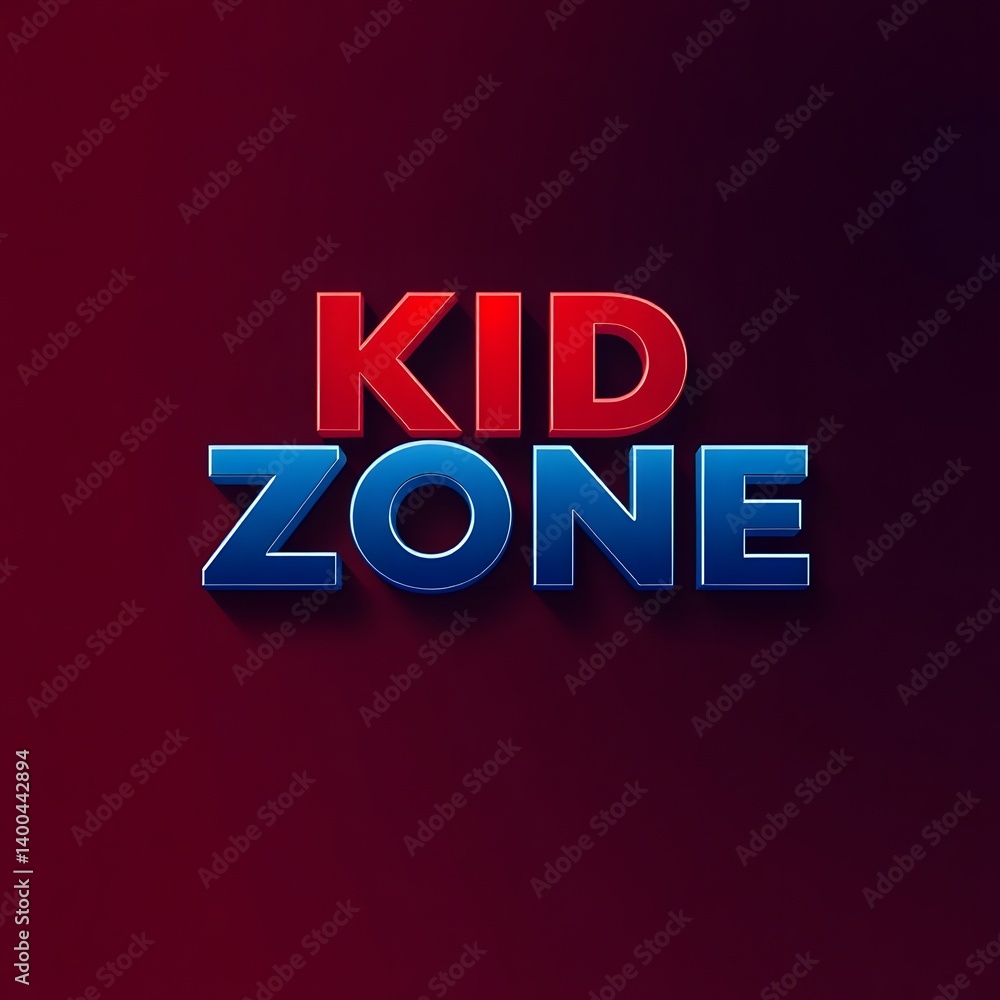3D Kids Zone text effect style poster art illustration design. 3D Kids Zone text effect style poster art illustration design.