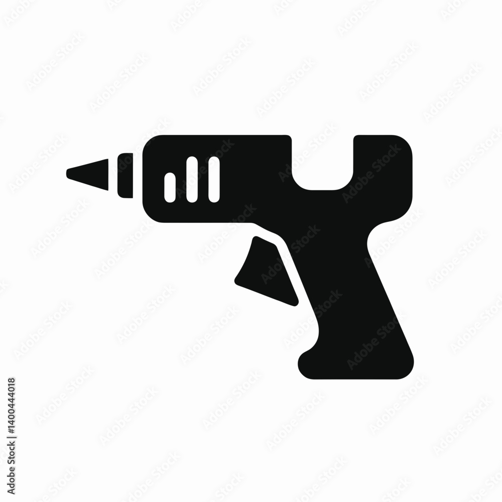 Hot Glue Gun Tip Silhouette in black on a white background Hot Glue Gun Tip Silhouette in black on a white background