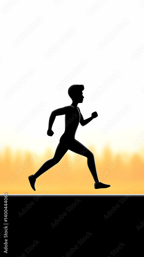 Silhouette of a runner against a fiery sunset Silhouette of a runner against a fiery sunset