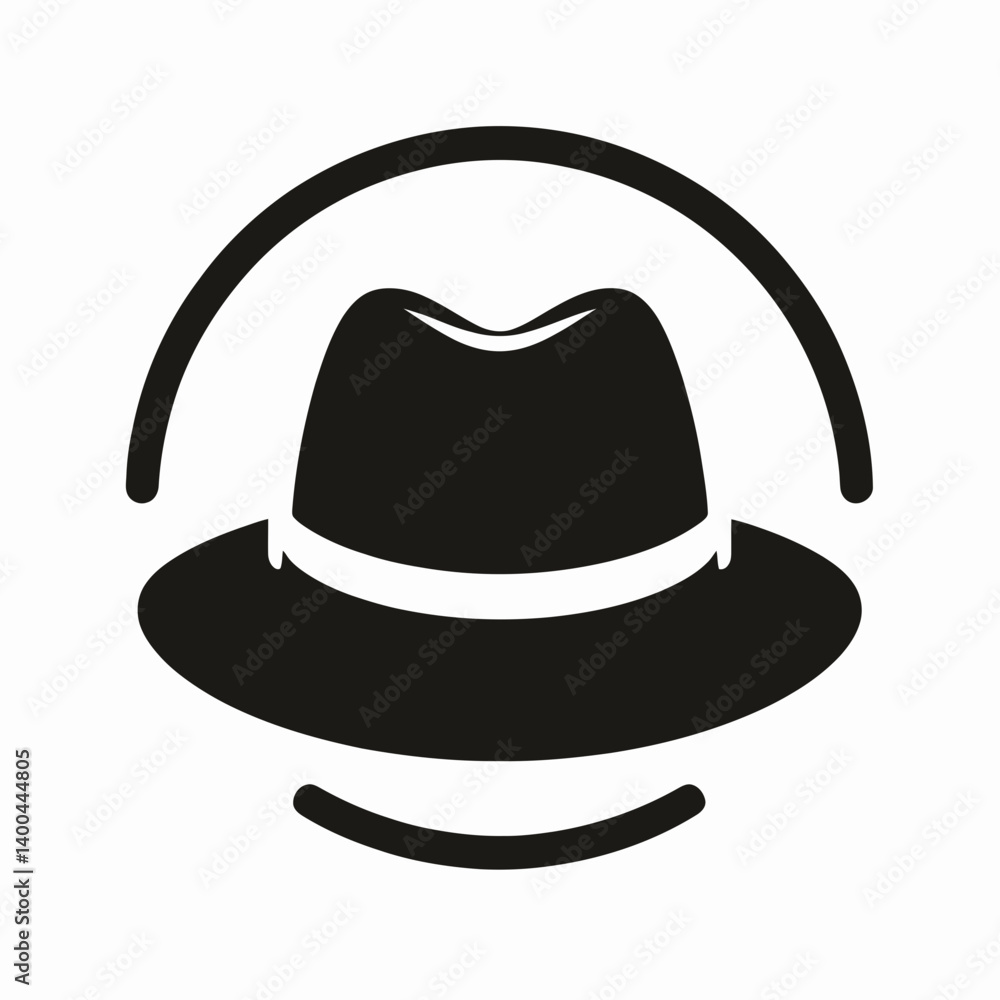 Hat Brim Silhouettes in black on a white background Hat Brim Silhouettes in black on a white background