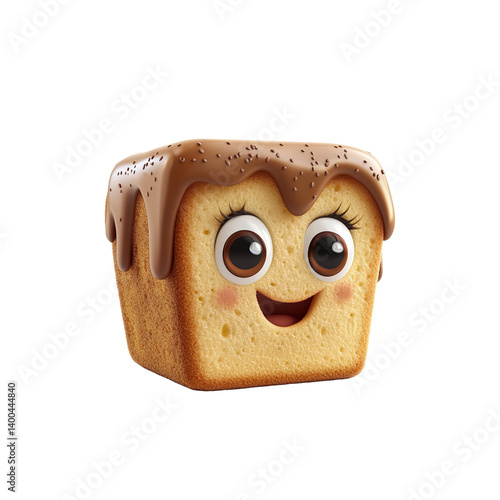 Happy Chocolate Drizzled Cake Cartoon Character