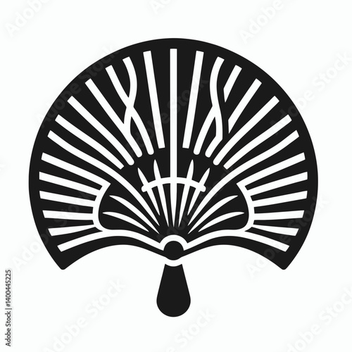 Handheld Fan Silhouettes in black on a white background