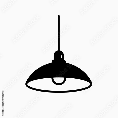 Hanging Light Fixture Silhouette in black on a white background
