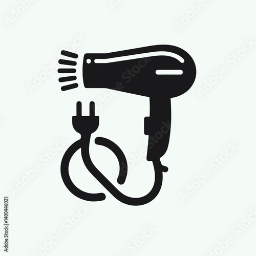Hairdryer Cord Silhouettes in black on a white background