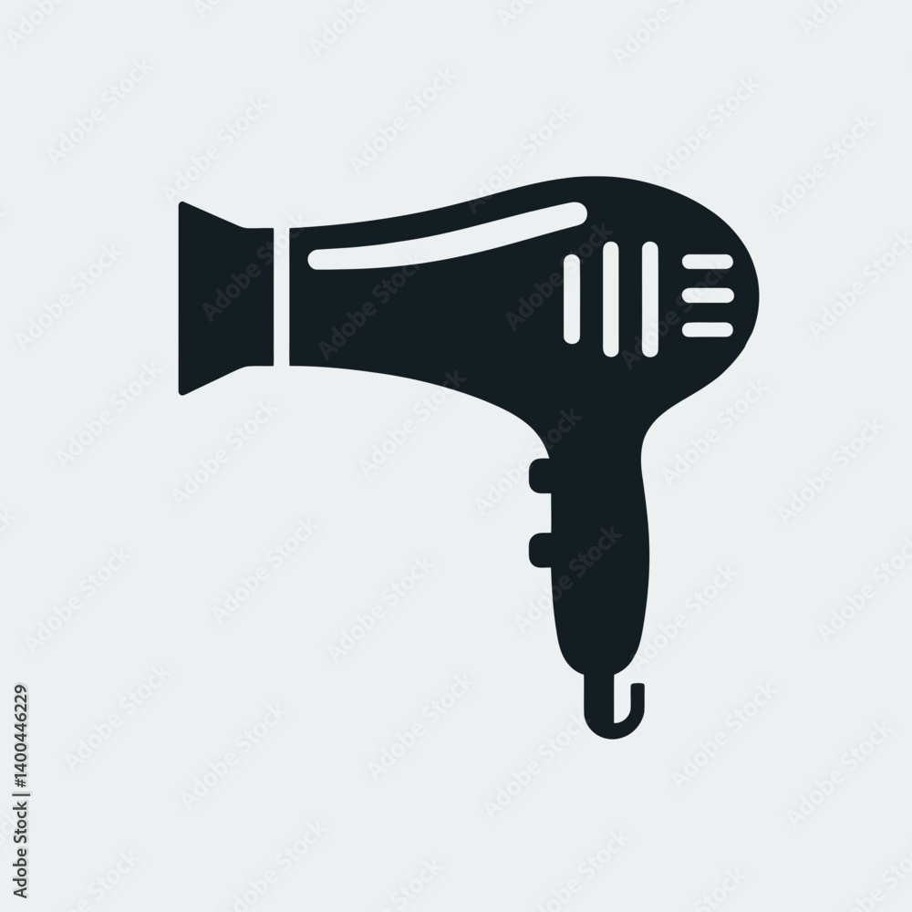 Hair Dryer Nozzle Silhouette in black on a white background Hair Dryer Nozzle Silhouette in black on a white background