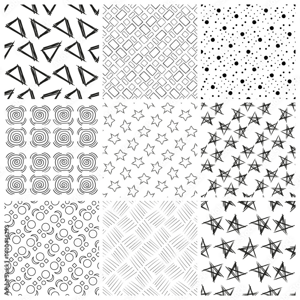 Fototapeta premium A large set of seamless abstract patterns