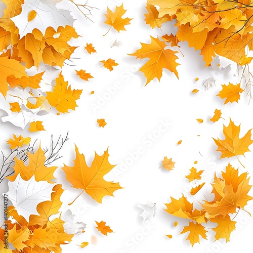 Autumn Leaves Falling White Background