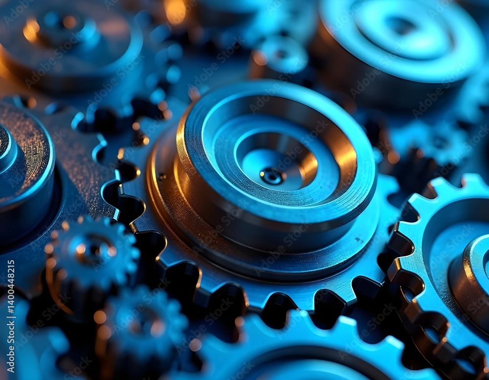 Mechanical Cogwheels in Motion – Symbol of Engineering, Industry, and Teamwork