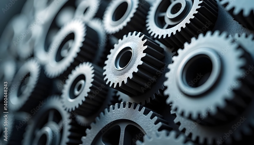 Mechanical Cogwheels in Motion – Symbol of Engineering, Industry, and Teamwork