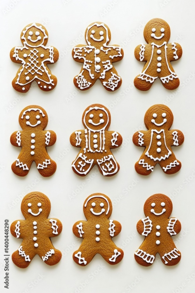 Festive Gingerbread Men Array on White Background Holiday Baking Traditions and Sweet Treats Overhead Shot Capturing the Joyful Spirit of Christmas Season Festive Gingerbread Men Array on White Background Holiday Baking Traditions and Sweet Treats Overhead Shot Capturing the Joyful Spirit of Christmas Season