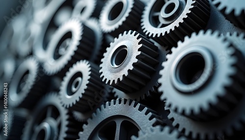 Obraz na płótnie Mechanical Cogwheels in Motion – Symbol of Engineering, Industry, and Teamwork
w salonie