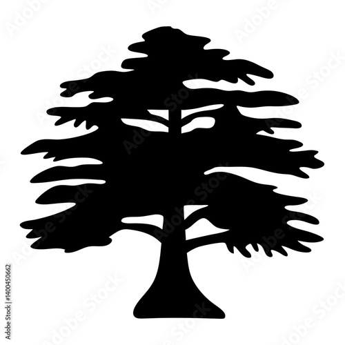 cedar tree silhouettes - black cedar tree, isolated transparent background