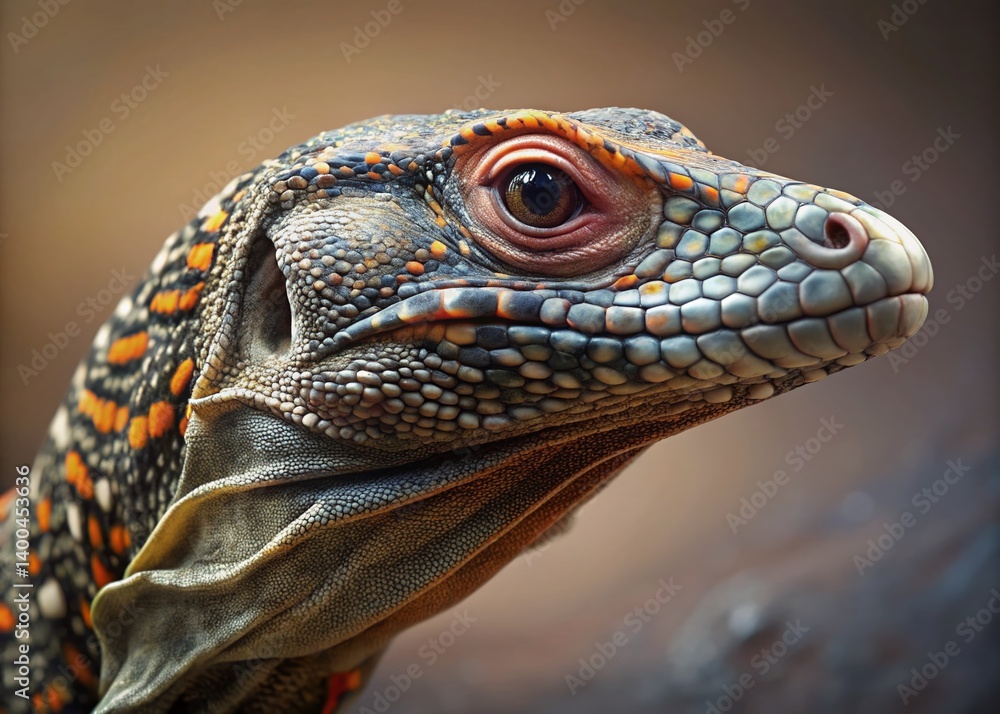 Fototapeta premium Lace Monitor Lizard Close-Up, Australian Reptile, Varanus varius, Wildlife Photography, Nature Stock Photo